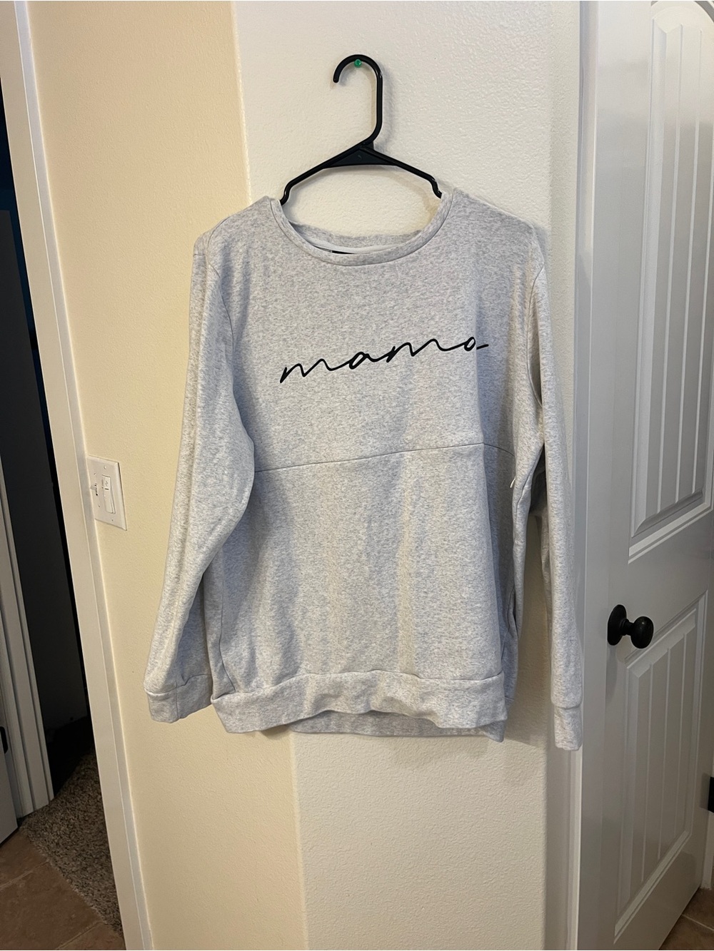 Nursing Queen Heather Light Gray 'mama' Crewneck Sweatshirt